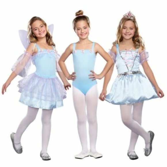 Ballerina Fairy Princess Halloween Costume 4/6 Bodysuit Wings 10 Pc Girls - Picture 1 of 5